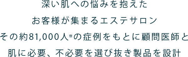 深い肌の悩みを抱えたお客様が集まるエステサロン